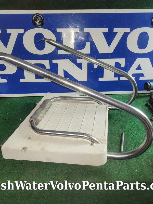 White polymer swim deck & ladder stainless brackets