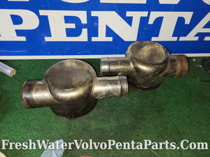 Volvo Penta muffler end caps pn.  854444 854445 740 Big Block End Plates Through hull Exhaust