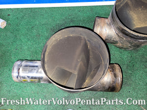 Volvo Penta muffler end caps pn.  854444 854445 740 Big Block End Plates Through hull Exhaust