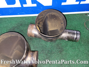 Volvo Penta muffler end caps pn.  854444 854445 740 Big Block End Plates Through hull Exhaust
