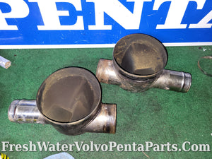 Volvo Penta muffler end caps pn.  854444 854445 740 Big Block End Plates Through hull Exhaust