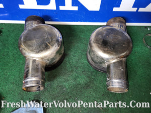 Volvo Penta muffler end caps pn.  854444 854445 740 Big Block End Plates Through hull Exhaust