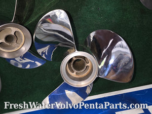 Volvo Penta F5 Stainless Propeller set 3851465 3851475 polished balanced