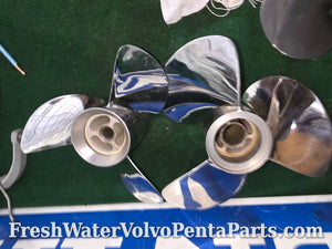 Volvo Penta F5 Stainless Propeller set 3851465 3851475 polished balanced