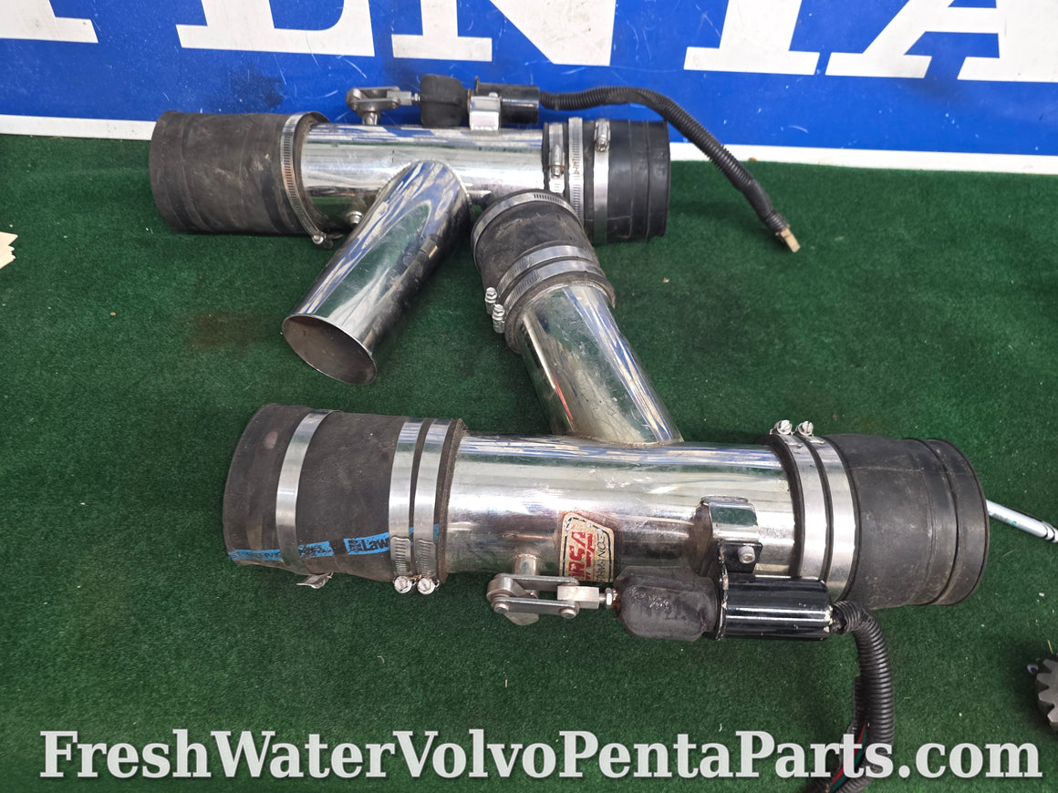 Corsa Performance stainless Diverters Captains Call, Silent Choice exhaust Volvo Penta 7.4L