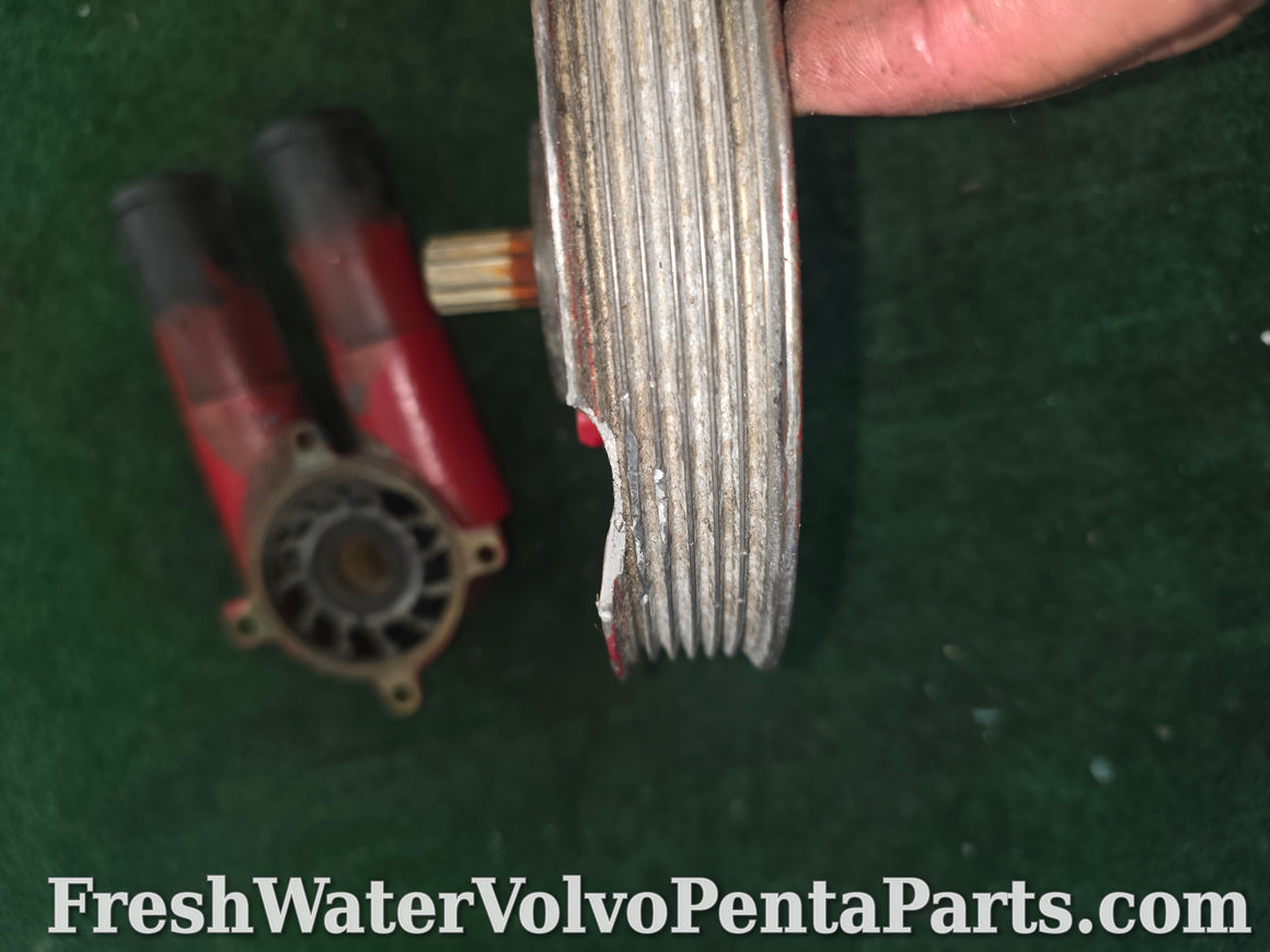 Volvo Penta raw water pump serpentine 3862483 pulley chipped